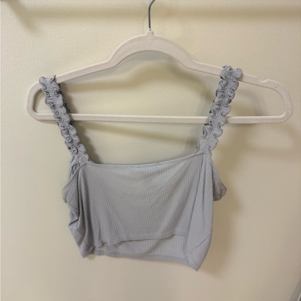 Forever 21 Gray Sleeveless Ruffled Crop Top